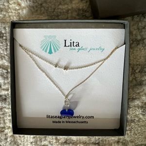 Lita blue seaglass silver necklace *NEW*